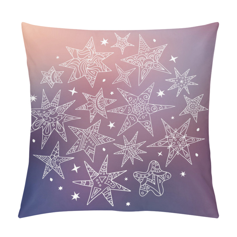 Personality  Banner With A Doodle Stars On Blurry Background. Vector Templates For Invitations, Postcards, Cards. Composition From Hand-drawn Stars. Pillow Covers