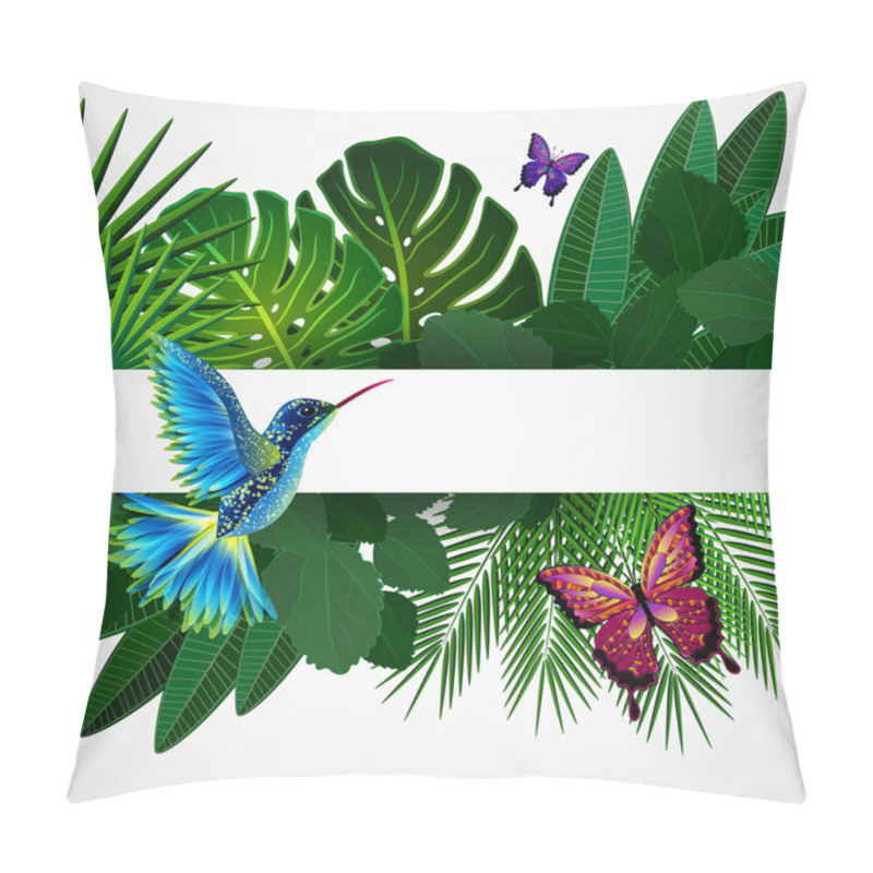 Personality  Tropical Leaves With Birds, Butterflies. Floral Design Backgroun Pillow Covers