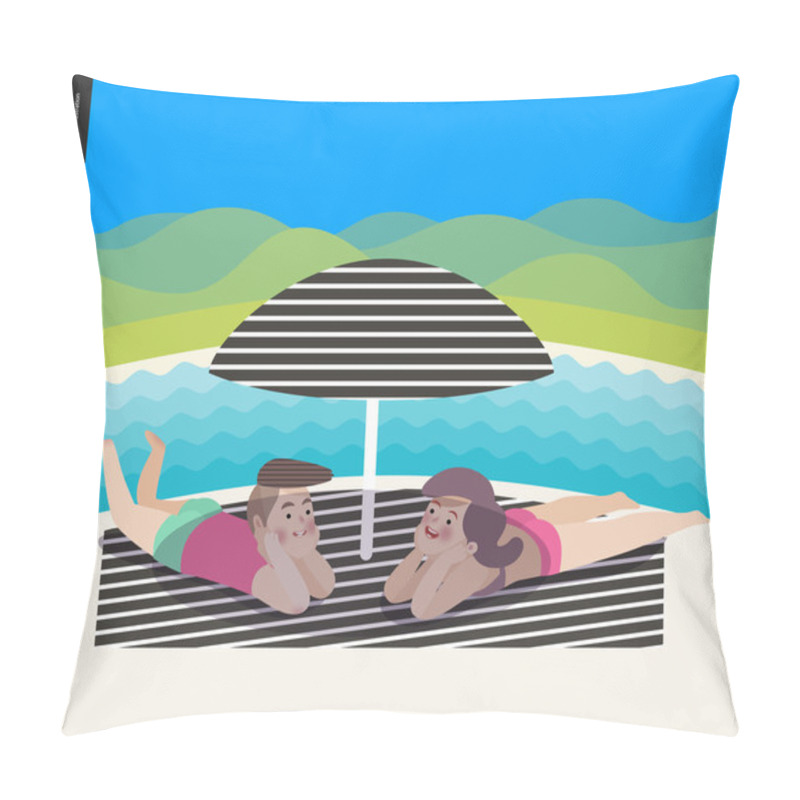 Personality  Beach Scene With A Landscape Pillow Covers