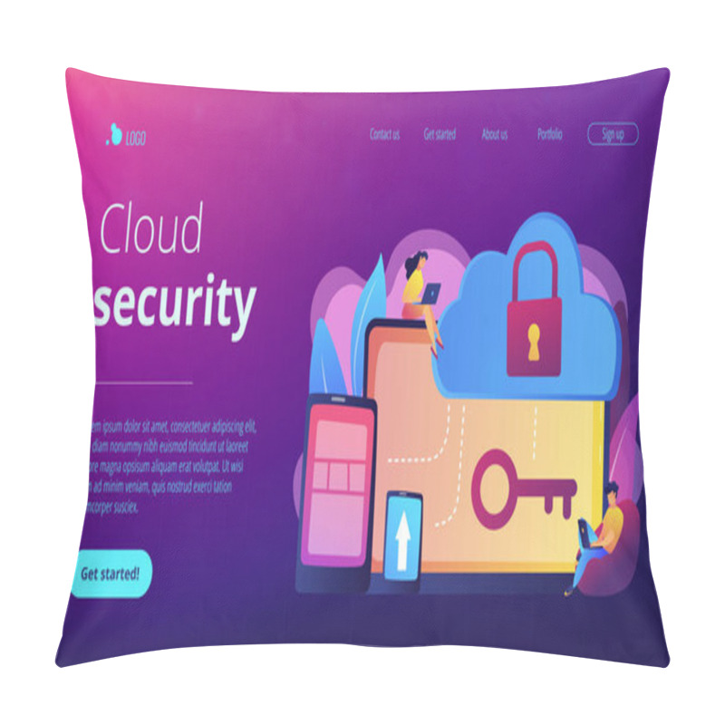 Personality  Cloud Computing Security Concept Landing Page. Pillow Covers