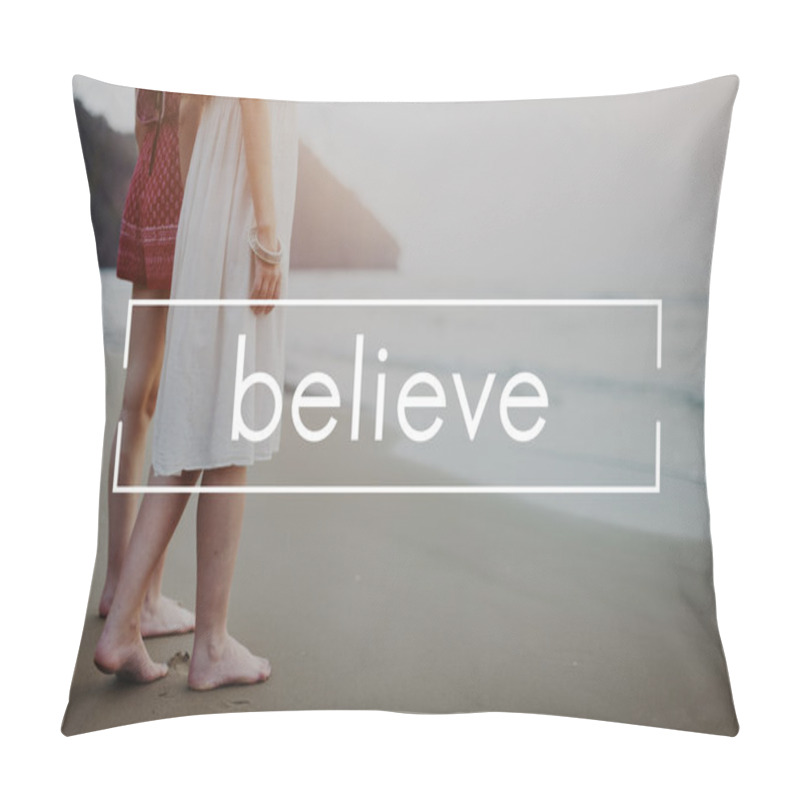 Personality  Women Barefoot At Beach Pillow Covers