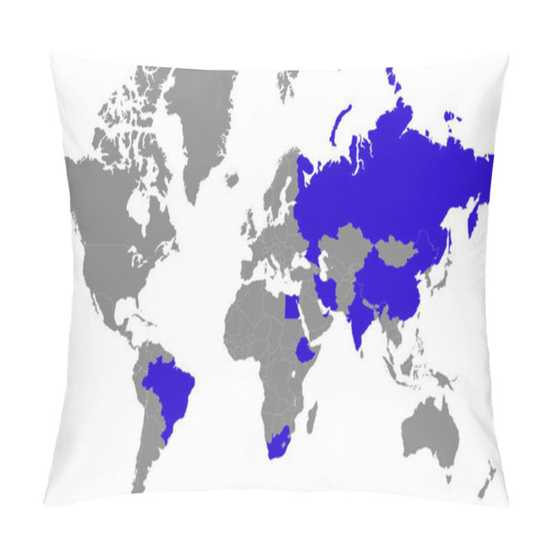 Personality  Brics Country In World, World Map, Geographic Map, Country Map, Country Border Line, Brics Nation, Brics Country Highlight, Brazil, Russia, India, China, South Africa, Asia, Africa Pillow Covers