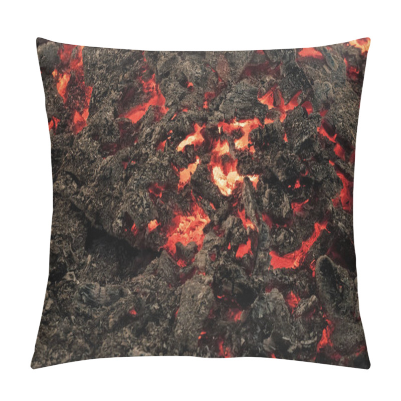 Personality  Magma Textured Molten Rock Surface. Lava Flame On Black Ash Background Pillow Covers