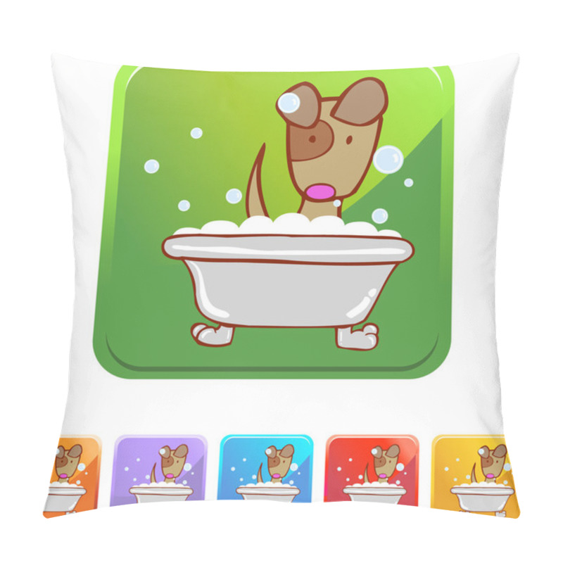 Personality  Puppy In Bath Web Button Pillow Covers