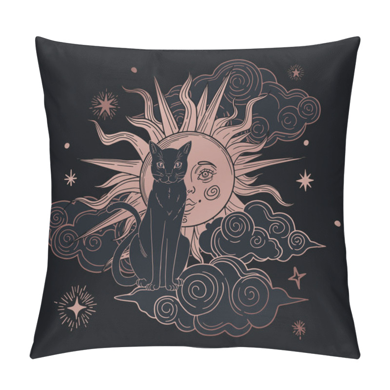 Personality   Illustration Of Mystic Cat With Mystic Space Pillow Covers