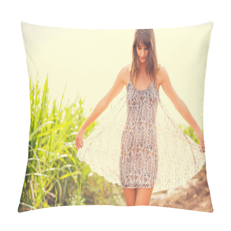 Personality  Romantic Girl Outdoors. Pillow Covers