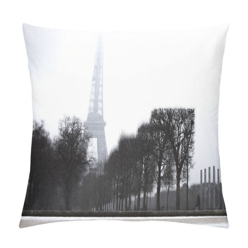 Personality  The Eifel Tower Viewed From Champs De Mars In Foggy Winter Day, Paris, France Pillow Covers