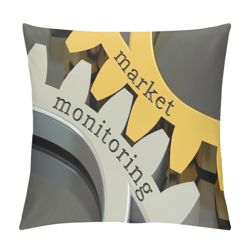 Personality  Market Monitoring Concept On The Gearwheels, 3D Rendering Pillow Covers