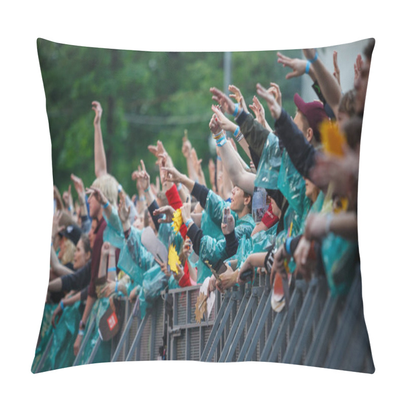 Personality  Concert Audience Have Fun At Live Open Air Event Pillow Covers