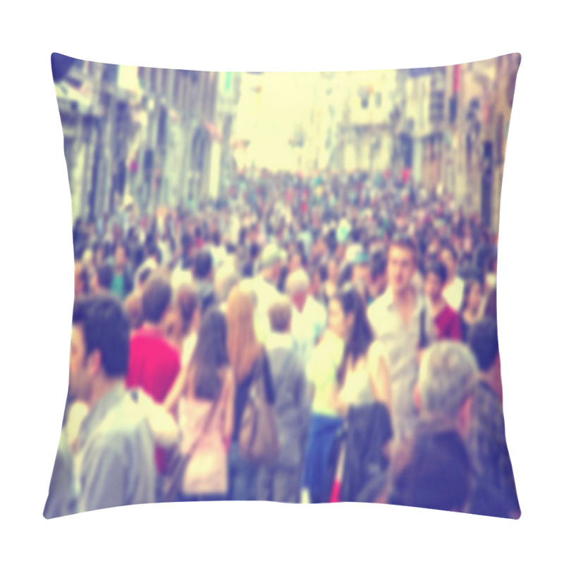 Personality  Background With Blurred People Walking On The Street Pillow Covers