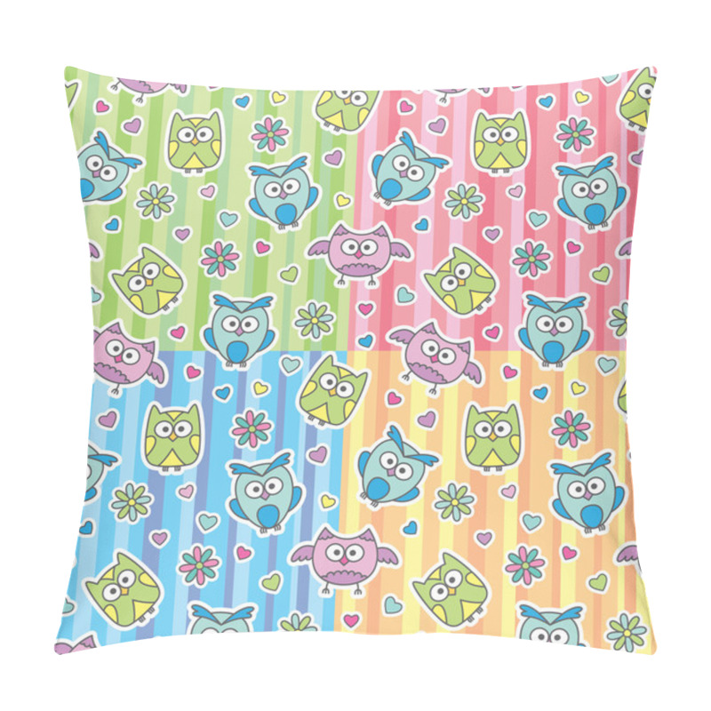 Personality  Patterns Of Cartoon Owls Pillow Covers