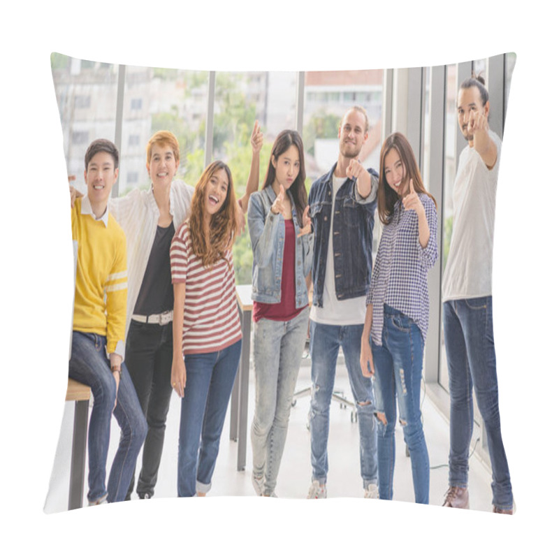 Personality  Group Of Asian And Multiethnic Business People With Casual Suit In The Modern Workplace, Diversity And Teamwork Concept Pillow Covers