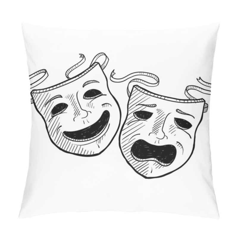 Personality  Drama Masks Sketch Pillow Covers