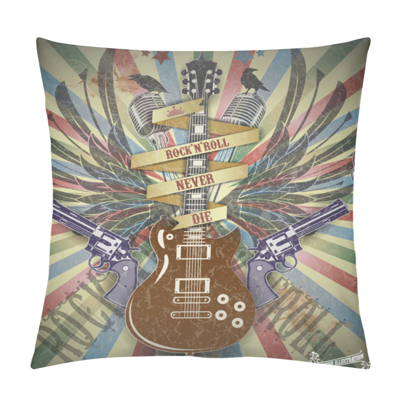 Personality  Rock N Roll Symbol.Retro Style Background. Pillow Covers