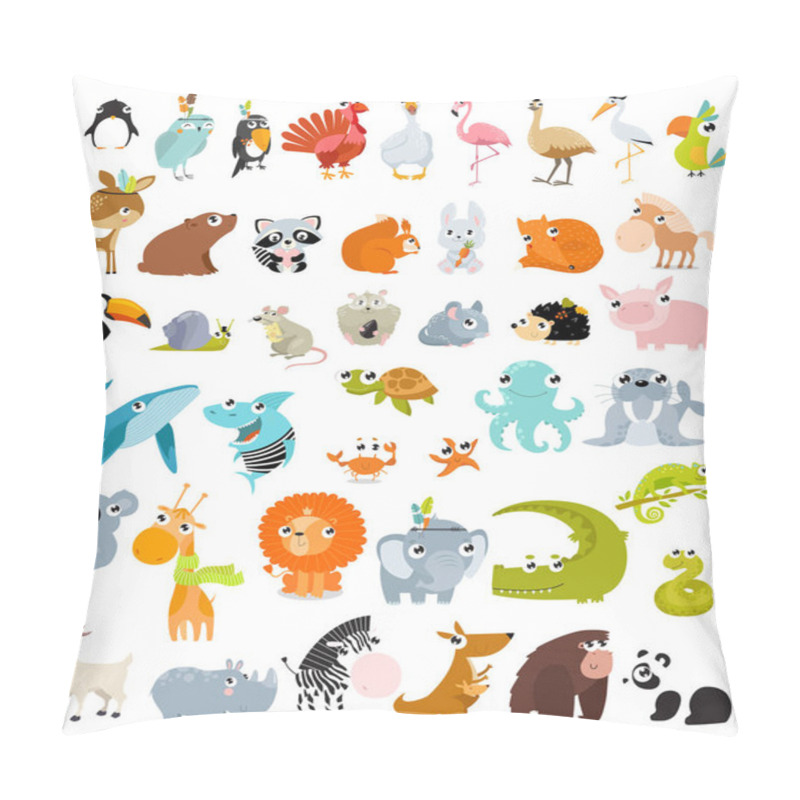 Personality  Print. Big Vector Set Of Different Animals. Pillow Covers