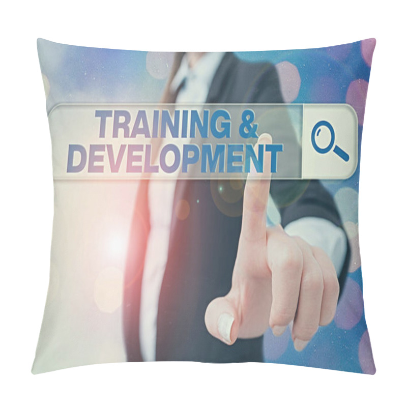 Personality  Writing Note Showing Training And Development. Business Photo Showcasing Learn Specific Knowledge To Improve Performance. Pillow Covers