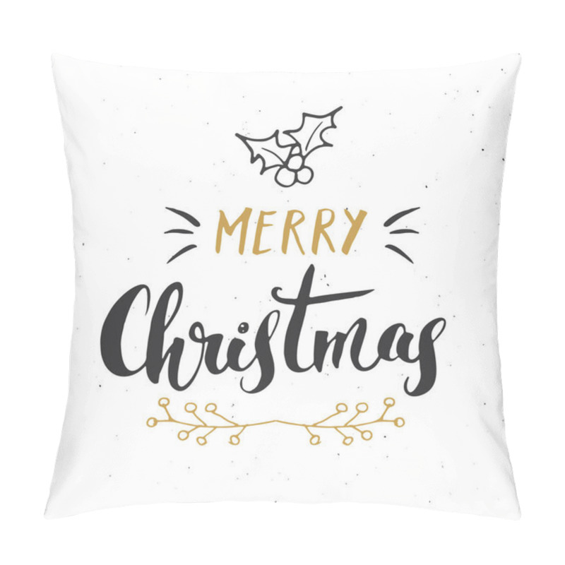 Personality  Merry Christmas Calligraphic Lettering. Typographic Greetings Design. Calligraphy Lettering For Holiday Greeting. Hand Drawn Lettering Text Vector Illustration Pillow Covers