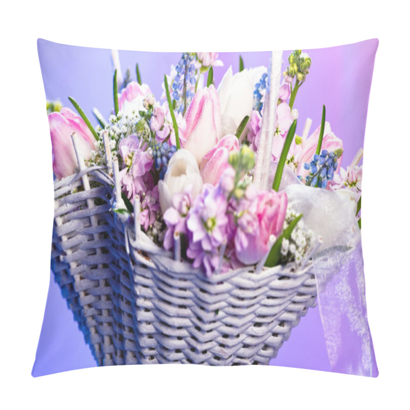 Personality  Beautiful Spring Flowers In A Basket Pillow Covers