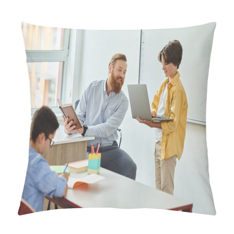 Personality  A Man Is Seated At A Desk, Focused On A Laptop Screen In Front Of Him Next To Kids Pillow Covers