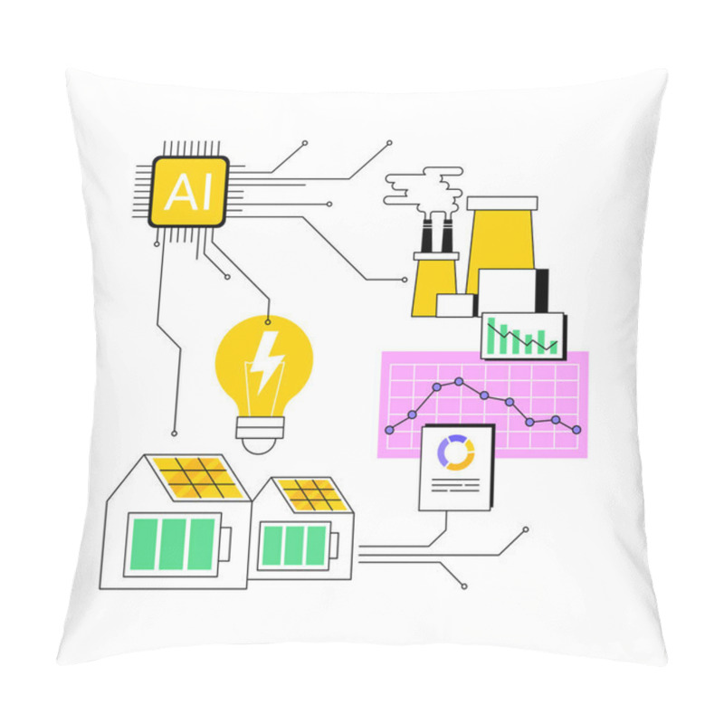 Personality  AI-Supported Demand Response Abstract Concept Vector Illustration. Energy. Encourage Consumers To Reduce Energy Consumption During Peak Periods. AI Technology. Abstract Metaphor. Pillow Covers