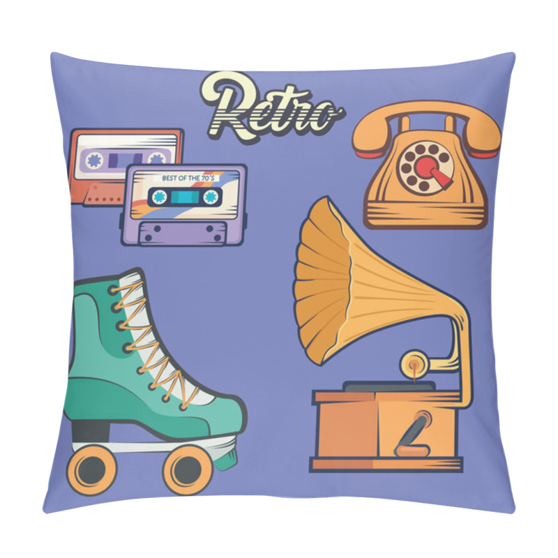 Personality  Retro Style Set Four Icons Pillow Covers