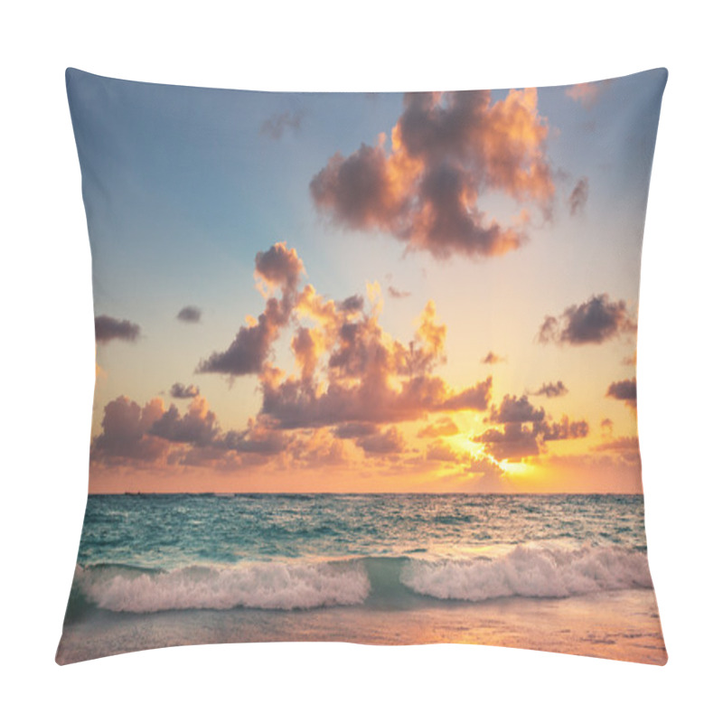 Personality  Sunrise On The Beach Of Caribbean Sea Pillow Covers