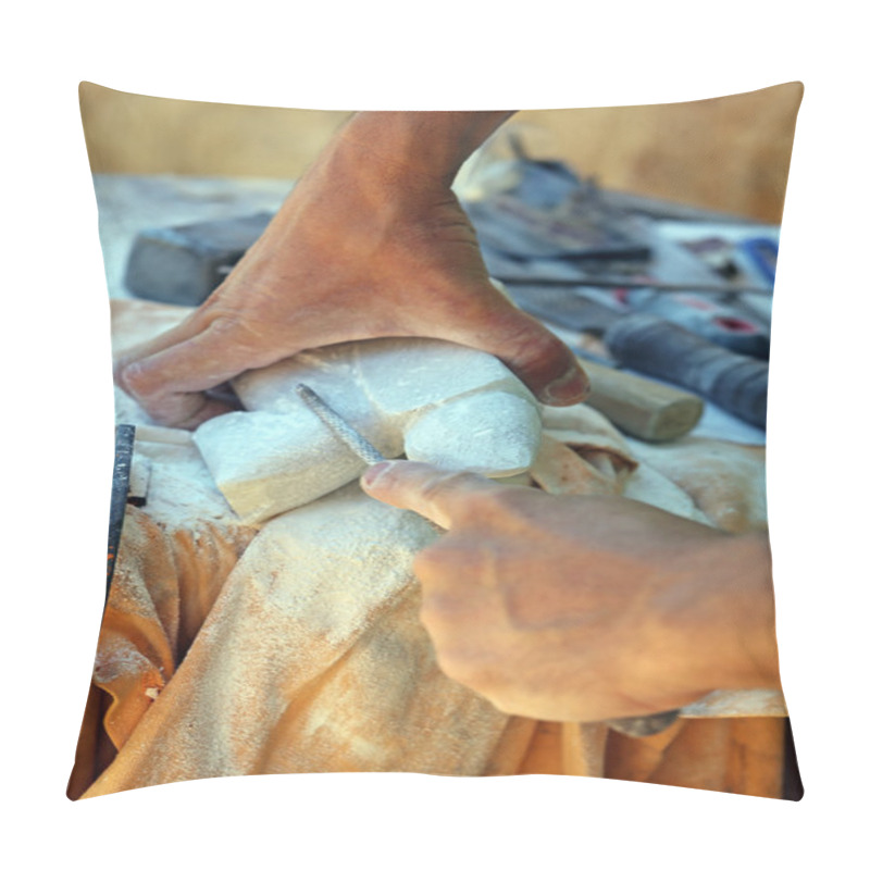 Personality  Expert Craftsman And Stone Sculpting Pillow Covers