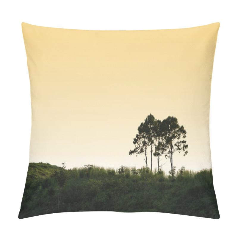 Personality  Silhouettes Of Trees, Standing On Hill Isolated With Clipping Path. Pillow Covers