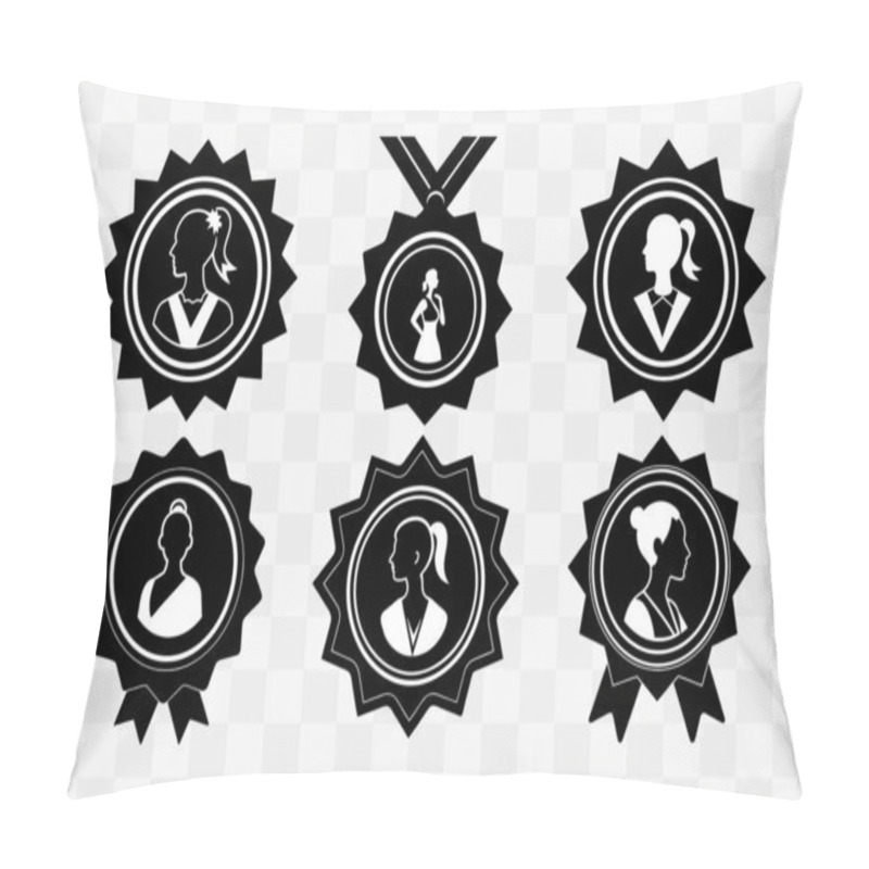 Personality  Symbol Of Women's History Month Vector Silhouette Icons Design Pillow Covers