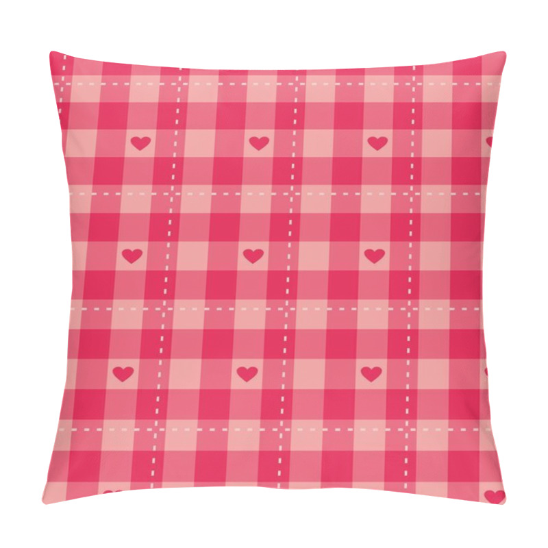 Personality  Seamless Sweet Pink Vector Background With Hearts - Checkered Pattern Or Grid Texture For Web Design, Desktop Wallpaper Or Culinary Blog Website Pillow Covers