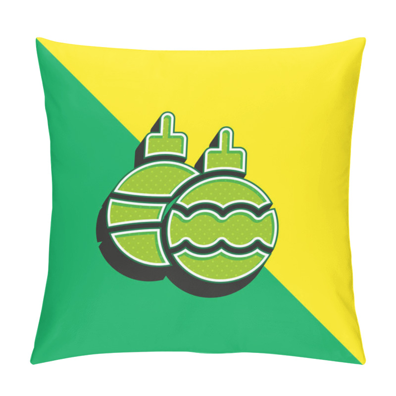 Personality  Bauble Green And Yellow Modern 3d Vector Icon Logo Pillow Covers