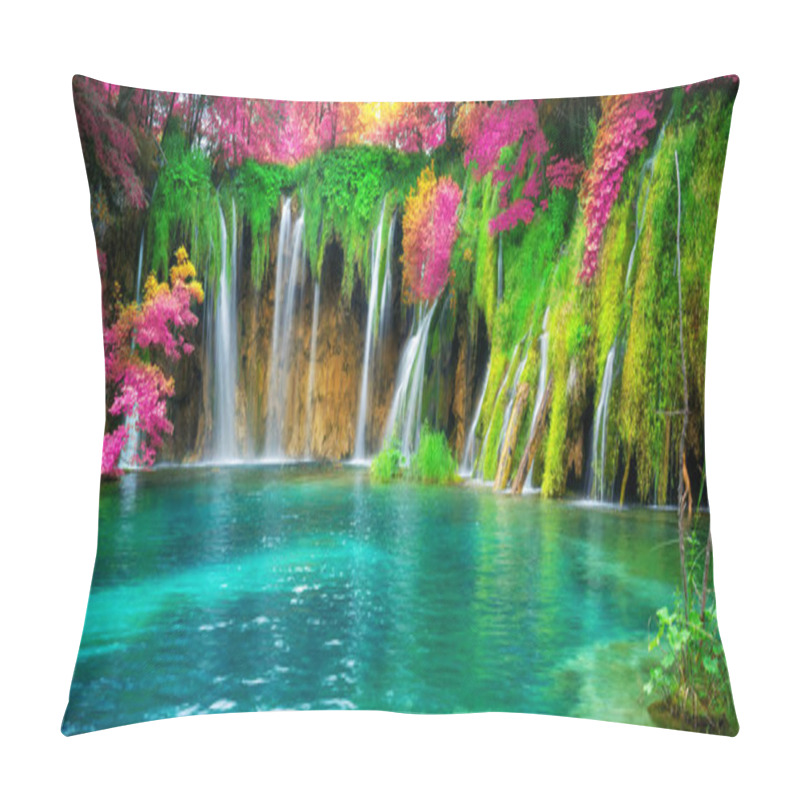 Personality  Waterfall Landscape Of Plitvice Lakes Croatia. Pillow Covers