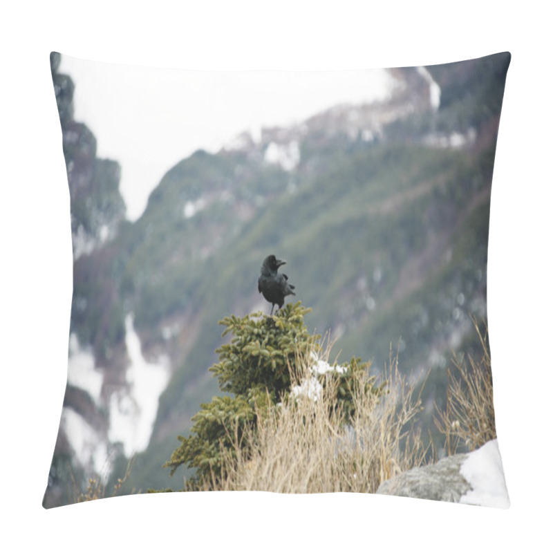 Personality  Small Bird On A Bush In The Mountains Pillow Covers