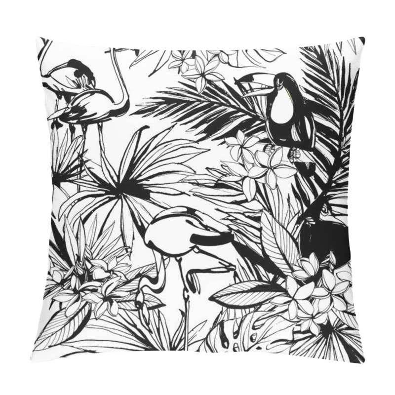 Personality  Tropical Floral Summer Seamless Pattern With Palm Beach Leaves,  Pillow Covers