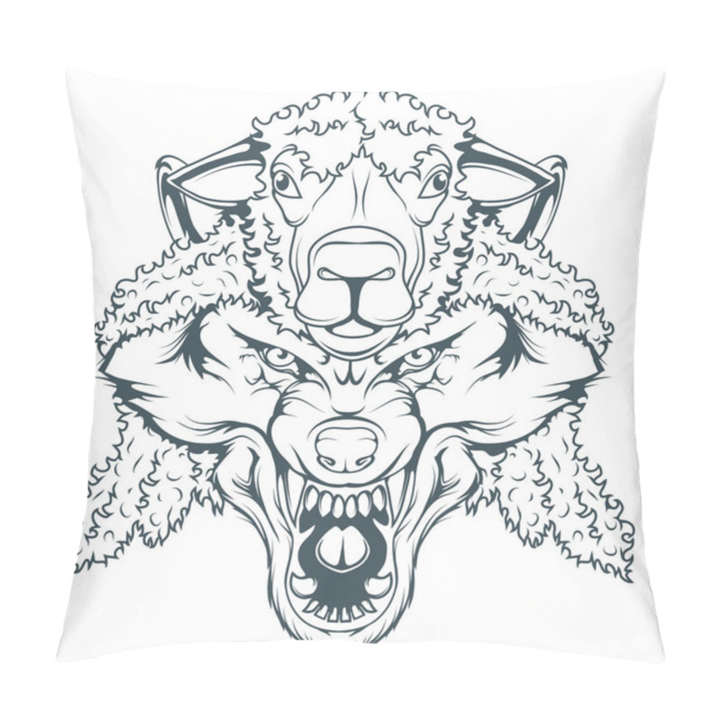 Personality  Wolf In Sheep's Clothing, Vector Graphic To Design Pillow Covers