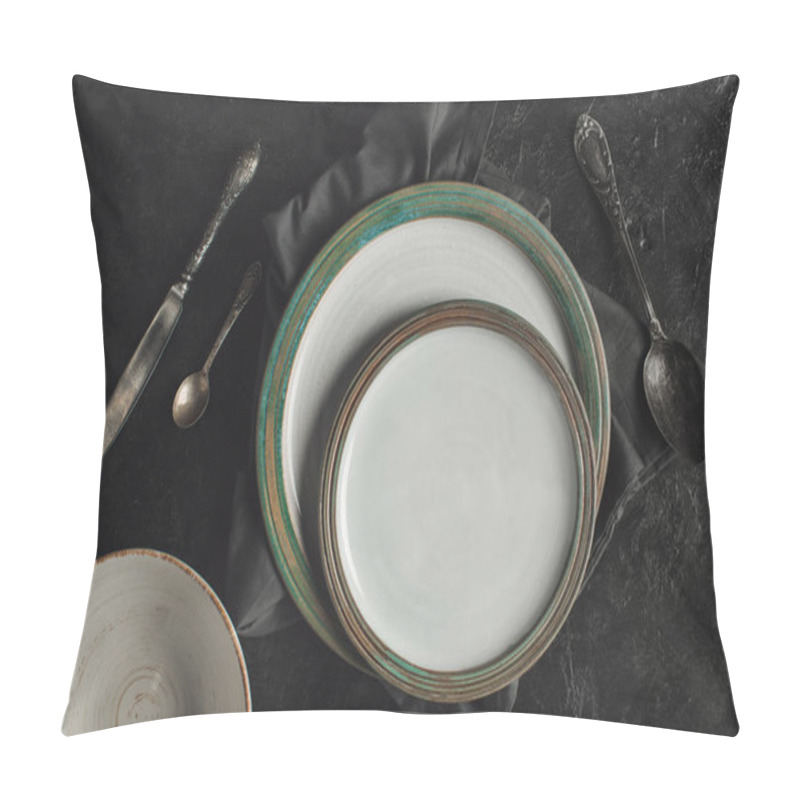 Personality  Ceramic Plates And Silverware Pillow Covers