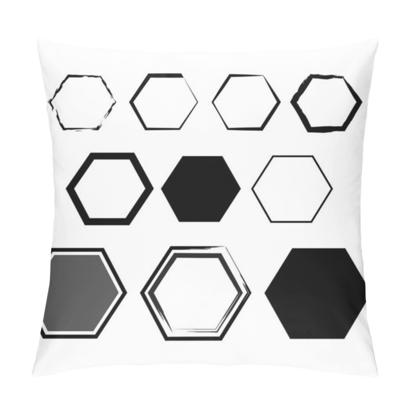 Personality  Brush Hexagons On White Background. Design Element. Hexagon Frame Set. Vector Illustration. Stock Image. EPS 10. Pillow Covers