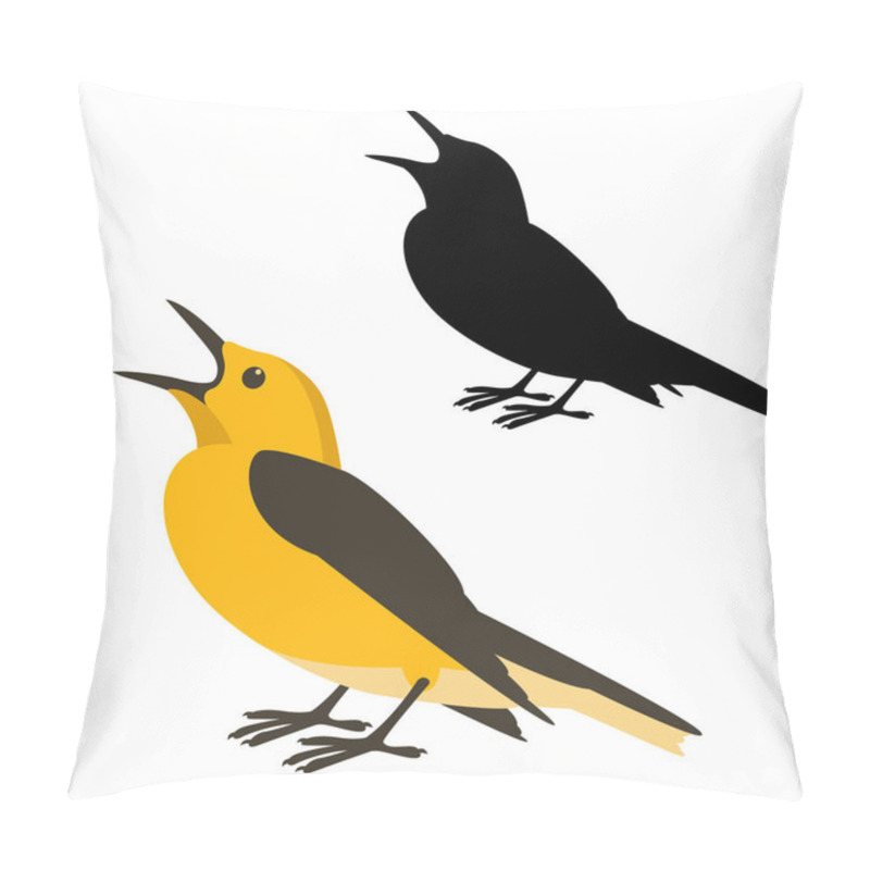 Personality  Oriole  Bird Vector Illustration Flat Style Black Silhouette  Pillow Covers