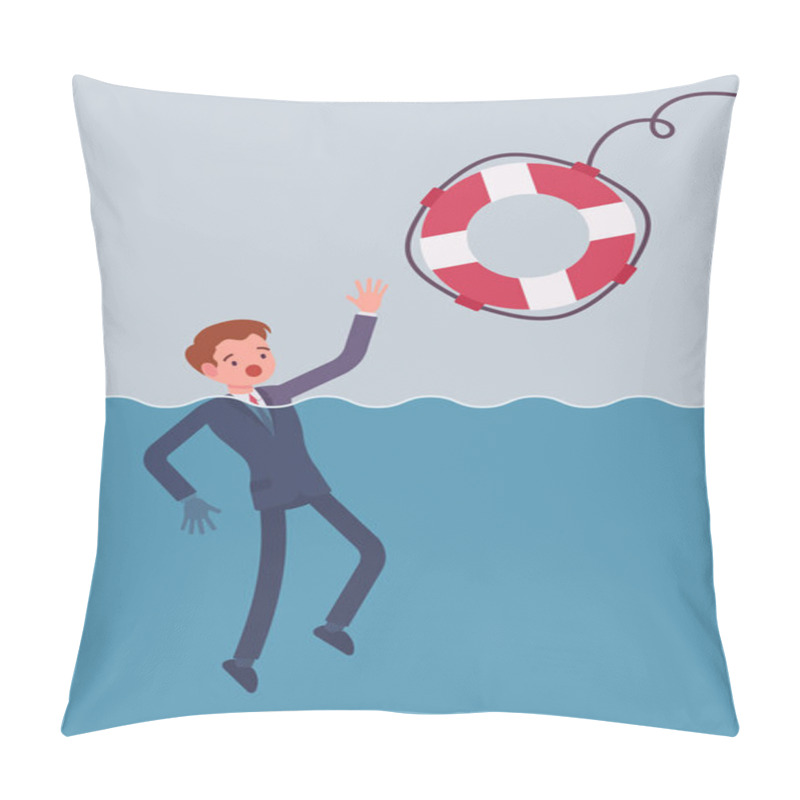 Personality  Giving A Lifebuoy For Drowning Businessman Pillow Covers