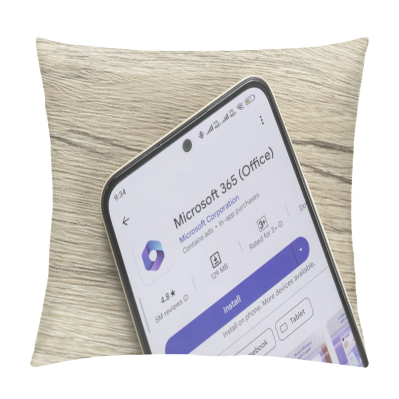 Personality  KULIM, MALAYSIA - September 2nd, 2024 : Microsoft 365 Application On A Google Playstore. Pillow Covers