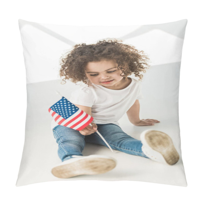 Personality  Baby Girl With American Flag Pillow Covers