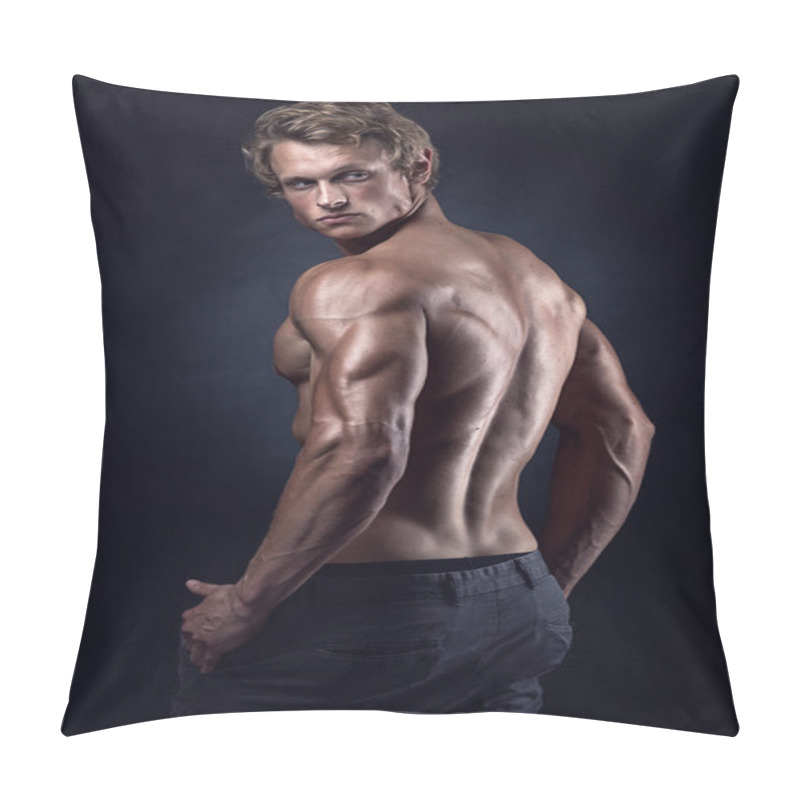 Personality  Strong Athletic Man Fitness Model Posing Back Muscles Pillow Covers