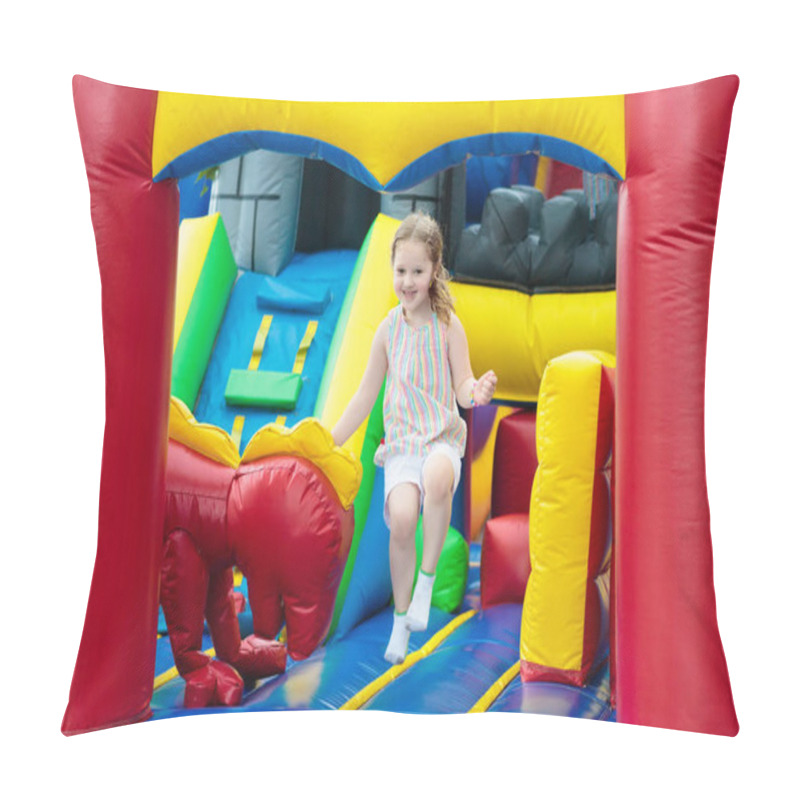 Personality  Child Jumping On Playground Trampoline. Kids Jump. Pillow Covers