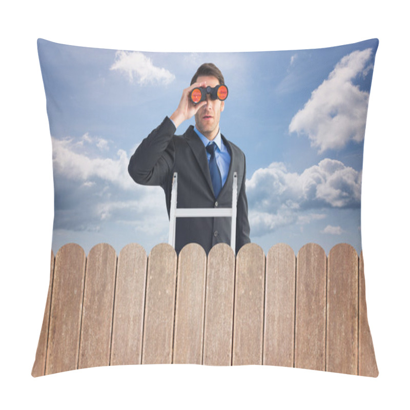 Personality  Businessman Looking On Ladder Pillow Covers