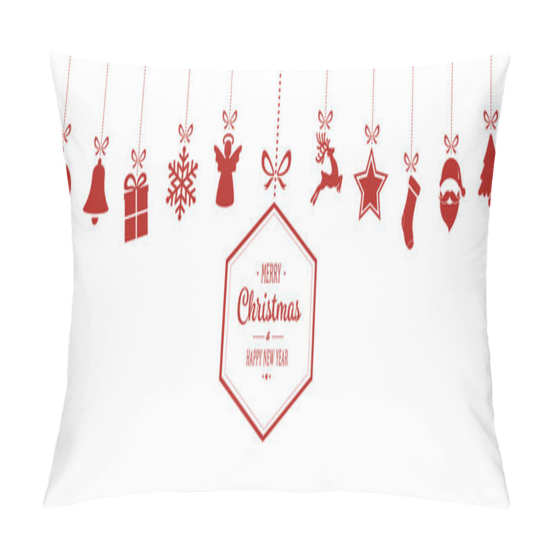 Personality  Merry Christmas Hanging Red Ornaments Background Pillow Covers