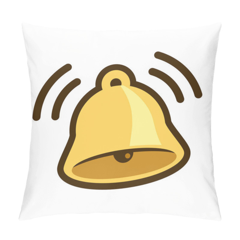 Personality  Golden Bell Cartoon On A White Background. Sign On A White Background. Vector Illustration Pillow Covers