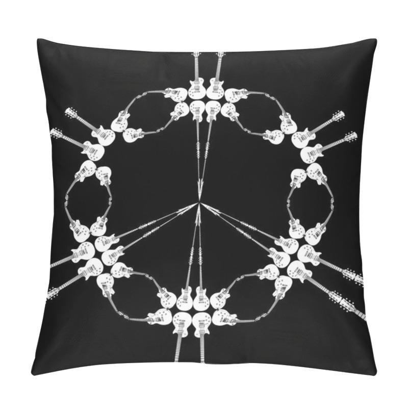 Personality  Peace Symbol Made Of Electric Guitars Vector Pillow Covers