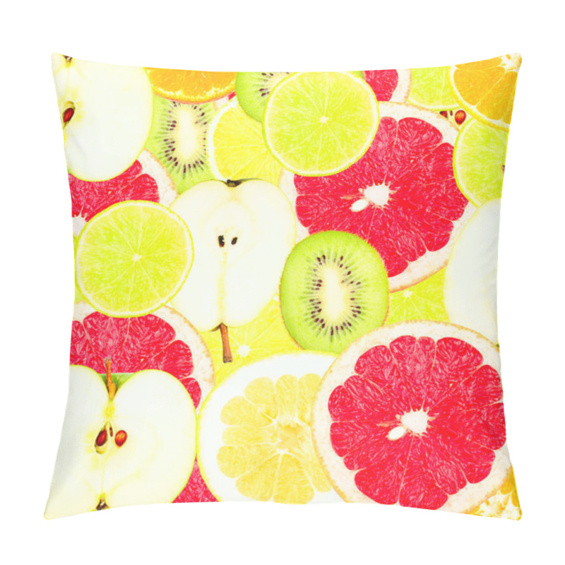 Personality  Abstract Background With Slices Of Fresh Fruits. Seamless Pattern For A Design. Close-up. Studio Photography. Pillow Covers