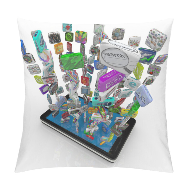 Personality  Many Application App Icons Downloading Into A Smart Phone Pillow Covers