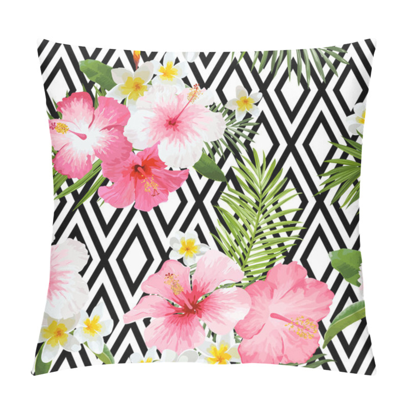 Personality  Pineapples And Tropical Flowers Geometry Background Pillow Covers